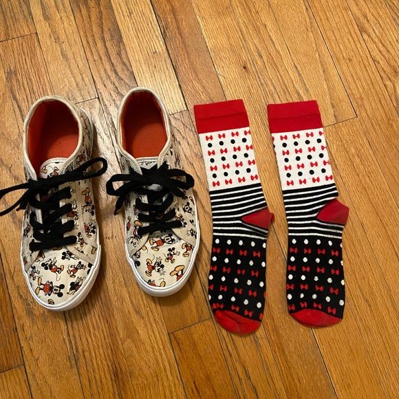Mickey Mouse, sneakers, and Minnie Mouse socks. - Picture 1 of 11